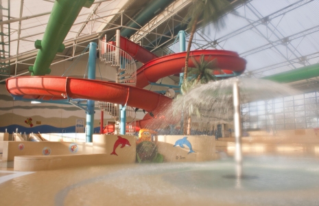 swimming pool with flumes